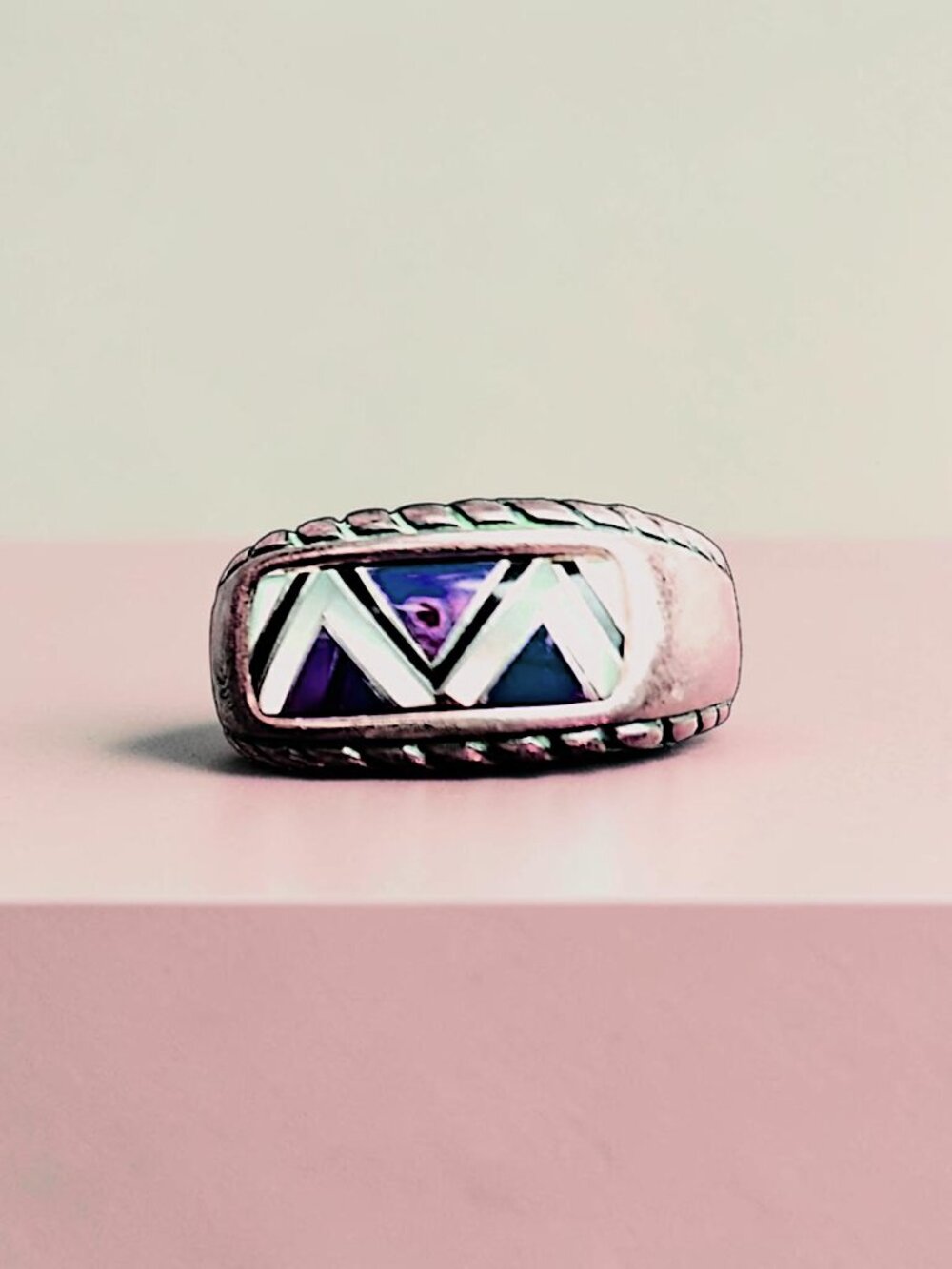 Carolyn Pollack Sterling Silver Spiny Oyster / Mother Of Pearl Ring Size 8